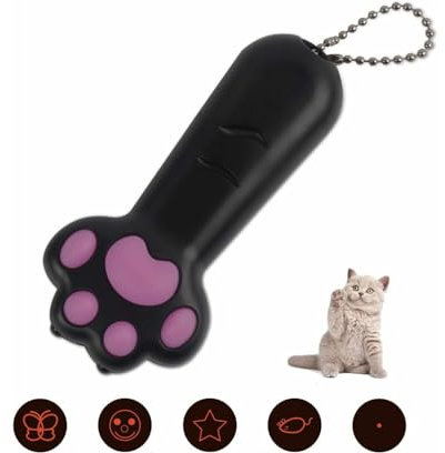Cat Toy LED Pointer - Multifunctional Chasing Toy, Battery Powered, Black