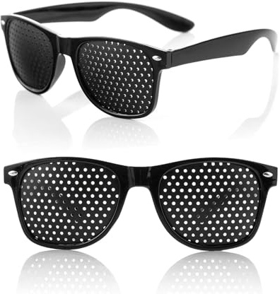 HUVZOR 2 Stück Rasterbrille Augentraining,Lochbrille für Entspannung,Pinhole Glasses zur Verbesserung des Sehvermögen,Lochbrille für Augentraining Original,Gitterbrille für Augenentspannung im Alltag
