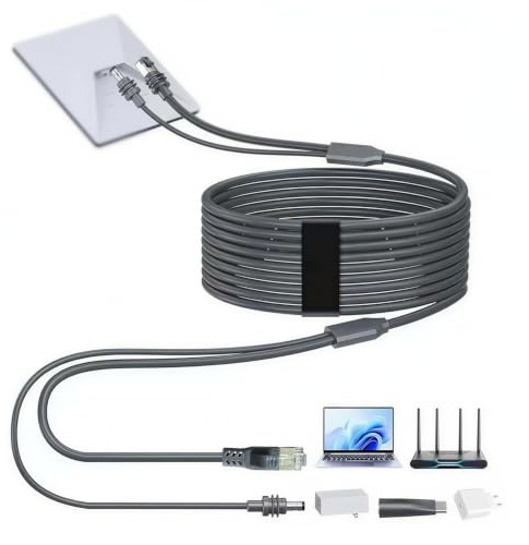 Elfcam – 10 m langes 3-in-1-Kabel für Starlink Mini – USB-C-Stromversorgung + Starlink Mini Standard, RJ45-CAT6-Anschluss für Erweitertes Netzwerk, 10 Meter