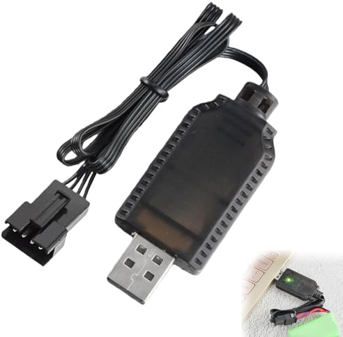 YEVON 7.4V USB Charger Cable with SM-3P Plug – Smart LiPo Battery Charging Cable for RC Car, RC Plane, RC Boat, RC Tank, Drone & Airsoft – Fast Safe USB Charger for 7.4V LiPo Battery