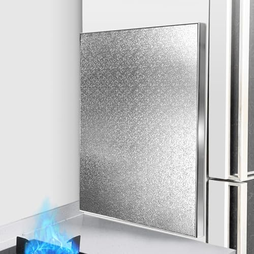 Panneau Isolant Thermique Ignifugé, Panneau de Protection Thermique en Aluminium, Plaque Anti Chaleur Four Frigo, Tapis Anti Feu pour Cheminée Réfrigérateurs et Meuble(Adhesive Type,50 x 60 cm)