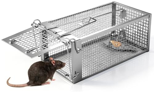 Akunsz 1x Piege a Rat Exterieur Cages Souris XXL Piège à Loir | Pièges à Rats Attrape Rat Trap Professionnel 27cm de Longueur Argenté Solide et Durable