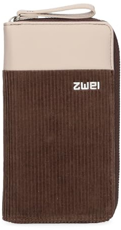 Zwei Damen Geldbörse Eva EV2 langes Portemonnaie 15 Kartenfächer, Sichtfach, 2 Scheinfächer, Geldbeutel mit Münzfach & umlaufenden Reißverschluss, weiches Kunstleder in Bicolor