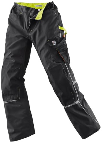 Terrax Workwear Herren Arbeitshose mit zahlreichen Taschen - Lange Bundhose für die Arbeit in Schwarz-Limette Größe 54