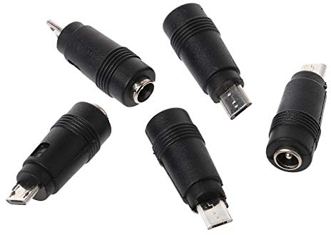 BIlinli 5 Pcs 5.5x2.1mm Femelle Jack à Micro USB Mâle Plug DC Adaptateur Connecteur Adaptateur