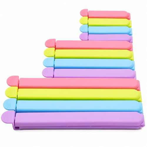 Tmflove 12 PCS Sealing Clips for Food and Snack Bag(2.75 in, 4.33 in, 6.29 in)