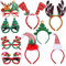 Aneco 9-Pack Weihnachts Stirnbänder Weihnachtsgläser Rahmen Weihnachts Party Hut Kopfschmuck Weihnachts Kostüm Zubehör für Weihnachts Party Supplies