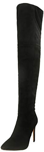 LUXMAX Donna Stivali Alti sopra Il Ginocchio Tacco a Spillo Alto Scarpe a Punta Eleganti con Cerniera (Nero) - 39 EU