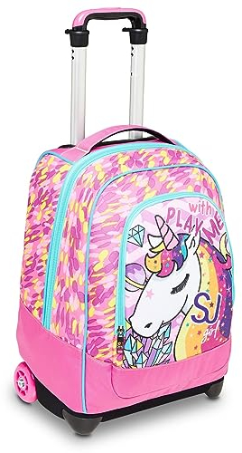 SJ GANG Big Trolley, 3 in 1 Zaino con Cross-Over System Unisex - Bambini, Rosa, Taglia Unica