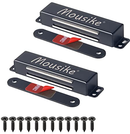 Mousike Magnetic Door Catch Heavy Duty 40KG Stainless Steel Door Magnets with Strong Magnetic for Kitchen Cupboard Wardrobe Closet Cabinet Door Latch (Black 2 Pack)