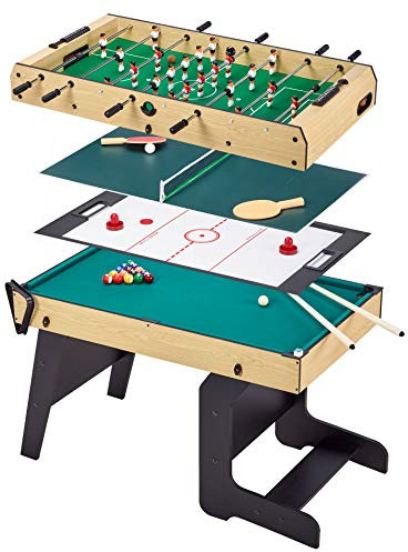 Table Multi Jeux Pliable 4 en 1 Adulte - Baby-Foot - Billard - Ping Pong - Hockey