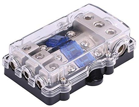 Caja de fusibles de cuchilla, universal 60A Coche Auto Vehículo Audio estéreo Caja de fusibles de potencia Bloque 1 en 3 salidas