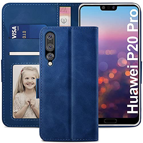 YATWIN Handyhülle für Huawei P20 Pro Hülle, Klapphülle Huawei P20 Pro Premium Leder Brieftasche Schutzhülle [Kartenfach][Magnet][Stand] Handytasche für Huawei P20 Pro Case, Blau