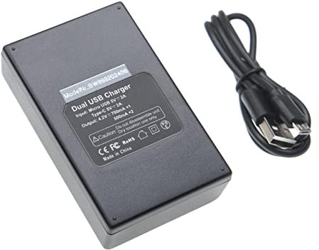 vhbw Chargeur de Batterie Double USB-C/Micro-USB Compatible avec Canon Ixus 310 HS, 85 is Appareil Photo, DSLR, Action-cam + câble Micro-USB
