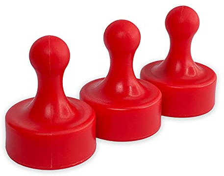 GLASSBOARD STUDIO Powerful Neodymium Magnets, Set of 3, Pawn-Shaped, Red - Strong Fridge and Whiteboard Magnets, Ideal for Office, Kitchen, Crafts - Rare Earth, Heavy Duty
