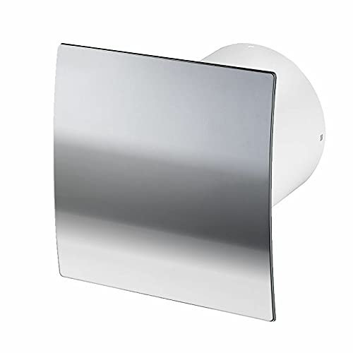 Prostko LTD Polished Chrome Bathroom Extractor Fan 100mm Modern Wall Ventilator