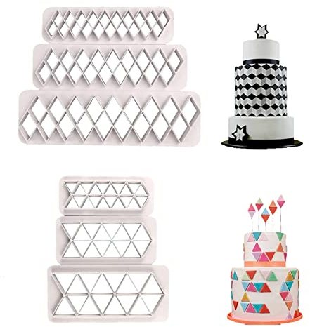 Fondant-kuchenform Fondant-prägeform Fondantstecher Ausstecher Geometrische Keksausstechformen Plätzchen-icing Cutter Form-backen-werkzeuge für Kuchen Dekorieren Raute Gleichseitiges Dreieck 6 Stück