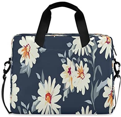 Mnsruu Pretty Daisy Floral Print Laptop Case Bag Sleeve Briefcase Messenger Notebook Computer Bag Shoulder Strap Handle 13 14 15.6 inch