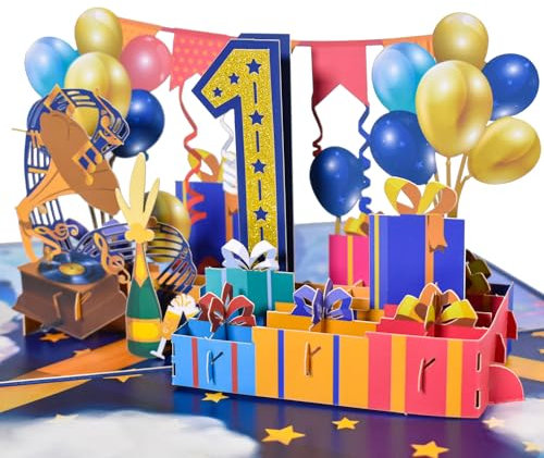 Magic Ants 3D Pop-Up Karte Zahl 1, Jubiläumskarte & Geburtstagskarte, Paper Anniversary Karte, Glückwunschkarte für 1. Hochzeitstag, Firmenjubiläum & Meilensteine, Geschenk mit Umschlag