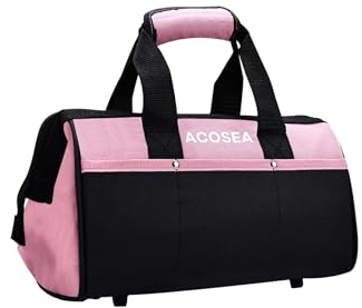 ACOSEA Werkzeugtasche, 33 cm breite Öffnung, offener Werkzeug-Organizer mit 12 Aufbewahrungstaschen, Rosa