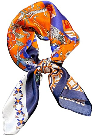 Quadratischer Schal für das Haar, 100 % reine Maulbeerseide, 68,6 x 68,6 cm, für Damen, Seide, Halstuch, Kopftuch, (DR Orange), Dr. Orange