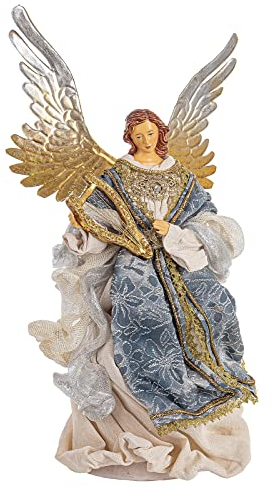 Magie di Natale Engel für Krippe Figur mit Stoff Kleidung Farbe Hellblau Weihnachtsdekoration