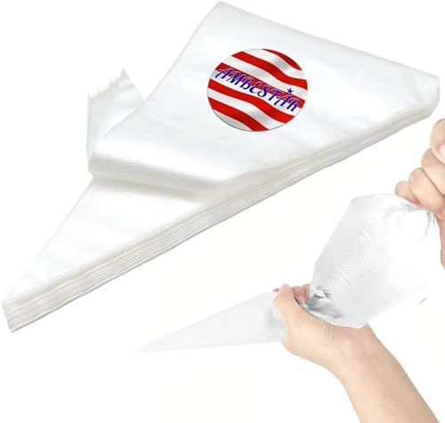 AMBESTAR 24 Inch Extra Large Piping Bags Disposable, Thickened 100Pcs Disposable Clear Plastic Icing Piping Bags, Food Grade Cake Decorating Bags for Dessert, Pastry, Cookies, Cupcake Decorating