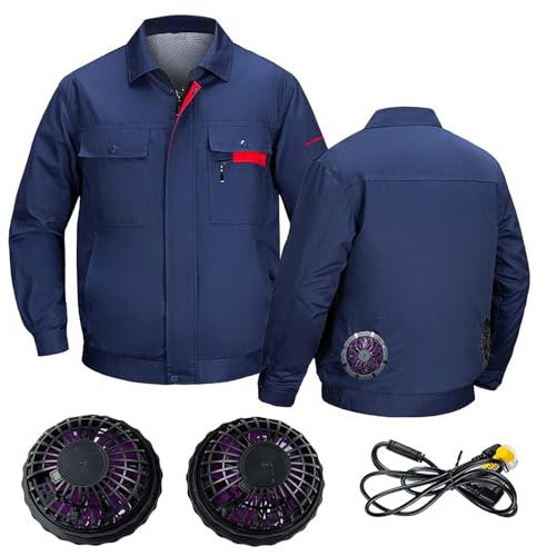 AJEYPMZ Ropa de Ventilador de Trabajo de refrigeración de Verano, Forrada con Ropa de Aire Acondicionado de Malla Transpirable, sin batería de Iones de Litio,Blue,165