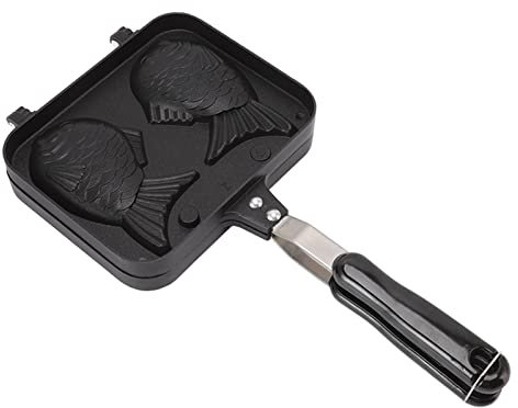 Taiyaki Pan, Antiadherente Taiyaki Maker Fish Shape Waffle Cake Pan Pancake Double Pan para Estufa de Gas, 7.1 X 5.5in