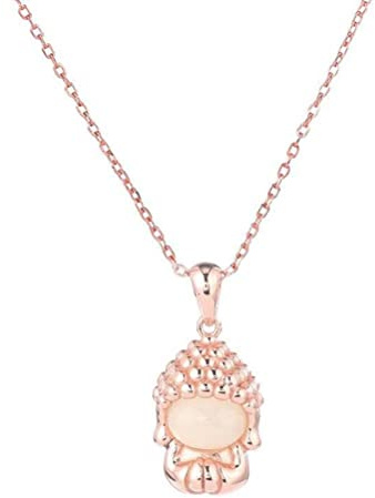 WEISHA Petit Bouddha Collier Femme Style Ethnique Palais Néphrite Blanc Jade Pendentif Collier Artisanat Bijouxjade blanc or rose