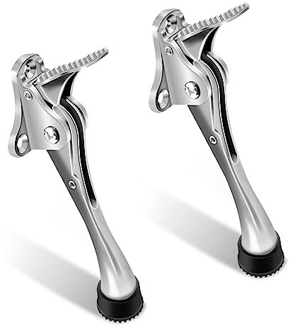 TOKPLNU Kick Down Door Stop, 4 Inch Heavy Duty Kick Down Door Stopper, Zinc Alloy, Long Kick Down Door Stay Holder with Rubber Tip & Spring for Patio Outdoor Gate, Keep Door Open, 2 Pack