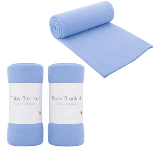 3 Pack Super Soft Baby Fleece Blankets 70 x 70cm for Babies from Newborn Ideal for Cot, Pram, Crib, Car, Moses Basket, Pushchair, Car and General Everyday Use, Pets Also Love Them (Blue)