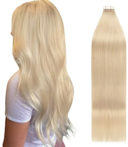 YMEYME Tape in Haarverlängerungen Natürlich Blond Gerade Unsichtbar Nahtlos #613 Blond Skin Weft Tape in Hair 20 Stück 50g 40cm