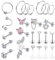 CASSIECA 24 Stück 16G Piercing Set Silber Helix Tragus Ohrringe für Frauen - Chirurgenstahl Schmetterling Blume Ohrstecker Knorpel