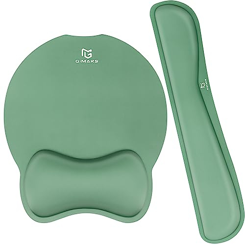 Gimars Ergonomic Mouse Mat Keyboard Wrist Support, Enlarge Memory Foam Keyboard Wrist Rest, Mouse pad with Non-Slip Base for Computer Laptop Gaming Office and Pain Relief, Dark Green