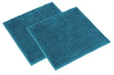 WohnDirect Badematten Set 2 teilig - Petrol 45 x 45 cm - rutschfest & Waschbar - Badvorleger, Badezimmerteppich, WC Vorleger