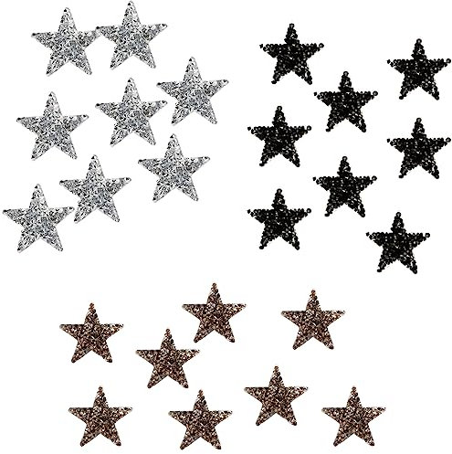24Pcs Star Patches, GLADFRESIT Rhinestone Star Iron on Patches Adhesive Star Appliques Glitter Star Patches for Clothing Jeans Decoration Repair (1.57 inch)