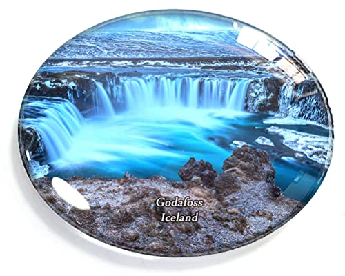 Godafoss Island-Magnet für Kühlschrank, Gefrierschrank, Souvenir, Dekorationen, oval, Kristallmagnet, Küche, Whiteboard