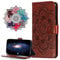 IMIRST Flip Case for iPhone 13 Pro PU Leather Wallet Closure Embossed Shockproof Cover with Kickstand Card Slots Holder for Apple iPhone 13 Pro. LD Mandala Brown