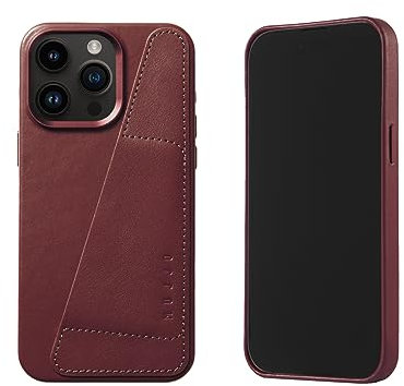 Mujjo Leder Wallet Case für iPhone 15 Pro Max - Premium Europäische Ledertasche mit Kartenfach, Handy & Kameraobjektivschutz, MagSafe kompatibel - iPhone 15 Pro Max Card Wallet Case (Burgundy)