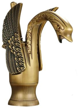 Badezimmer Wasserhahn Badezimmer-Waschtischarmatur Schwarzer Waschbeckenhahn Goldener Schwan Heißer Und Kalter Waschbeckenhahn Auf Der Arbeitsplatte Braun Kurz