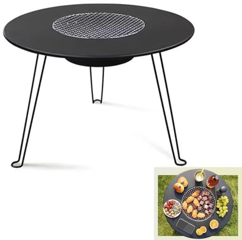Brasero De Table, Poêle D'extérieur Portable Pliable pour Un Déplacement Facile, Poêle À Bois Portable avec Table, Poêle À Bois Multifonctionnel,Cuisson,thé Barbecue (Size : 60 * 42CM)