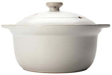 SUNMME Cazuela Redonda de cerámica para Hornear con Tapa - Marfil con Acabado de Estilo Antiguo