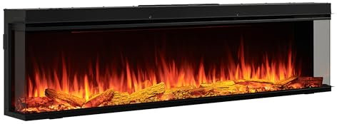 FLAMME 71/180cm Knighton Platinum Smart Inset Media Wall Electric Fireplace 1-2-3 sided View Compatible with Alexa and Google Assistant Deep Fuel Bed Perfect for Media Wall