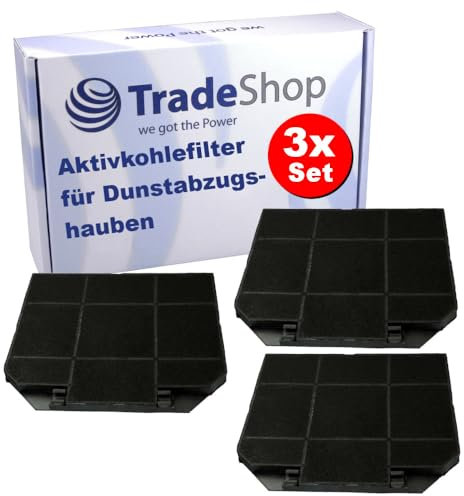 3x Trade-Shop Aktivkohlefilter 265x235mm kompatibel mit Electrolux Neff Husqvarna Faber AEG Alno Rex Progress Zanussi Zanker Dunstabzugshauben