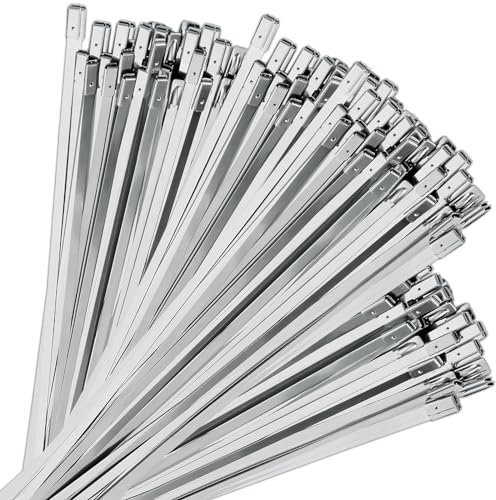 SEPGLITTER Edelstahl Kabelbinder, 180 Stück Metall Rostfrei 200 * 4.8mm Selbstsichernde Edelstahl Selbstsichernde Metallkabelbinder für Kabelmanagement Hitzeschutzband Auspuffroh
