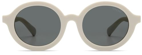 KOMONO Lou JR. Weiße Kinder-Runde Sonnenbrille mit UV-Schutz und kratzfesten Gläsern, Für Mädchen und Jungen im Alter von 3-5