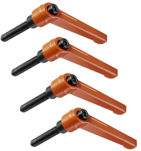 HONGECB Manija de Sujeción, Manija de palanca de sujeción, Palanca de Sujeción de Mango, Manija de Fijación Perillas de Máquina, para Posicionar y Apretar Equipos Mecánicos, Naranja, M8, 4 Piezas