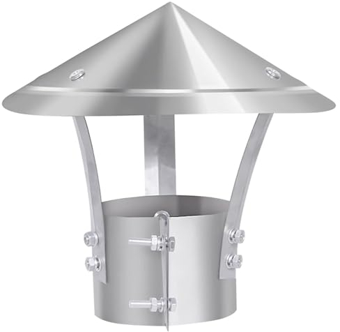 Yoeoefuo Rohrabdeckung Kaminlochdeckel Regenhaube Durchmesser 80mm - 300mm Feuerfester Edelstahl Kaminrohr Abdeckung Kegelförmiger Oberseite Universalhaube Kamindach(Size:Diameter 17cm x 35cm)