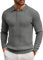 COOFANDY Men's Jumper Knitted Poloshirt Long Sleeve Pullover Regular Fit Mens Winter Sweatershirt Casual Tops Gray 3XL
